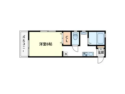 キャニオンベリー(1K/1階)の間取り写真