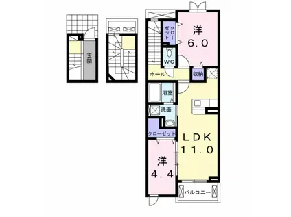ポルトボヌールI(2LDK/3階)の間取り写真