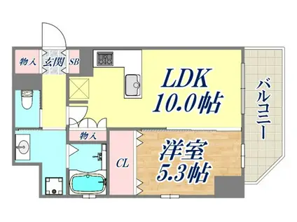 リーガル神戸三宮2(1LDK/5階)の間取り写真