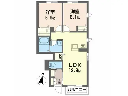 さくらフルールI(2LDK/1階)の間取り写真