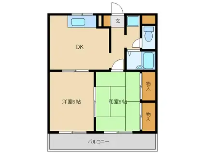 ユートピア南原(2DK/1階)の間取り写真