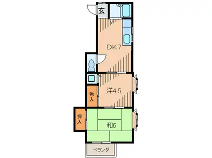 第二長楽荘(2DK/1階)の間取り写真