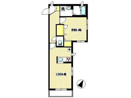 ピスケス溝ノ口(1LDK/2階)の間取り写真