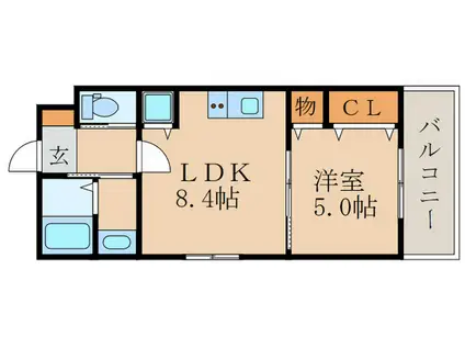 プリエ深草(1LDK/4階)の間取り写真