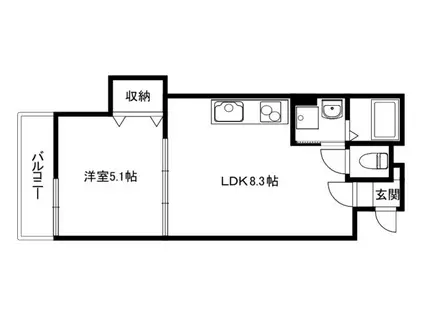 クレアール高槻古曽部(1LDK/1階)の間取り写真