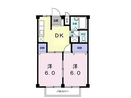 シティハイツ北条(2DK/1階)の間取り写真