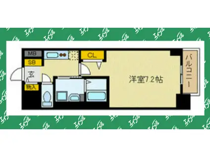 プレサンス丸の内レジデンスII(1K/2階)の間取り写真