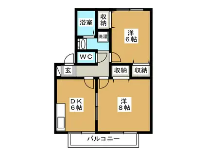 三才パレスA棟(2DK/2階)の間取り写真