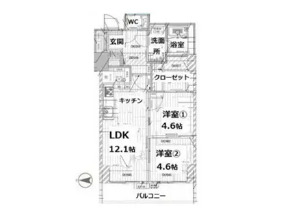 シティコート目黒4号棟 1階(2LDK/1階)の間取り写真