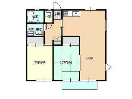 サンビレッジ吉敷(2LDK/1階)の間取り写真