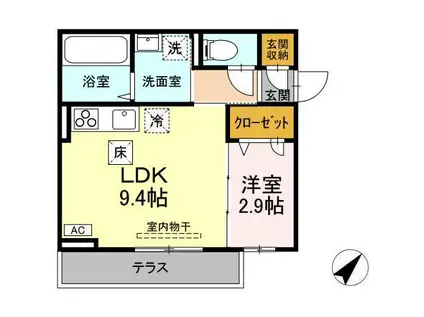 レスア柏崎I(1LDK/1階)の間取り写真