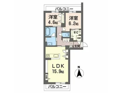 グランドビーンズH(2LDK/3階)の間取り写真