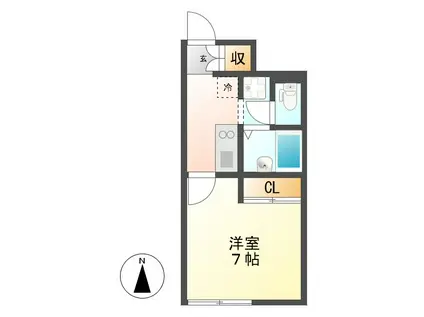 レオネクストオーエス22(1K/1階)の間取り写真