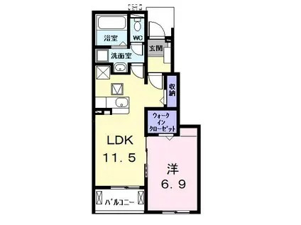 ヒカルサ名古屋港区大西II(1LDK/1階)の間取り写真