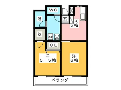 マンションK(2K/3階)の間取り写真