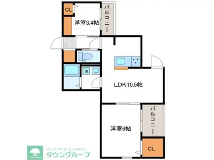 多摩区宿河原6 PJ(2LDK/2階)の間取り写真