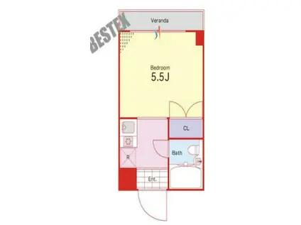 サンパレス西片(1K/2階)の間取り写真