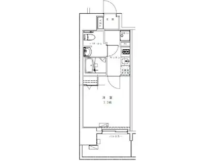 ジェノヴィア浅草VII(1K/2階)の間取り写真