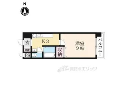 ハウスセゾン御所南(1K/2階)の間取り写真