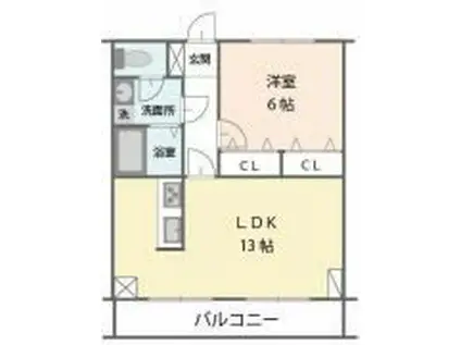 PRESTIGE(1LDK/1階)の間取り写真