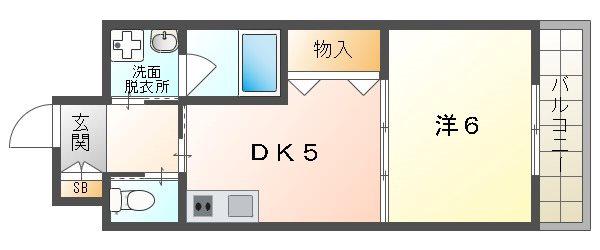 サンフレンドユーPARTII(1DK/2階)の間取り写真