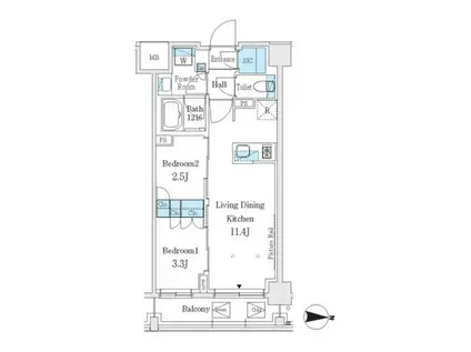 J.GRAN COURT 品川西大井イースト(2LDK/5階)の間取り写真