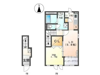 アデニウム(1LDK/2階)の間取り写真