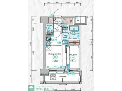 エスティメゾン川崎ウエスト(1DK/2階)の間取り写真