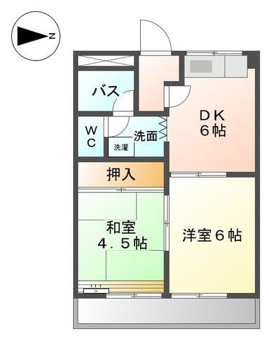 サンシャイン長岡壱番館(2DK/2階)の間取り写真