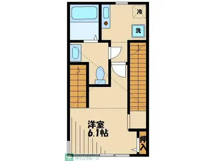 ピースフロー淵野辺(1K/2階)の間取り写真