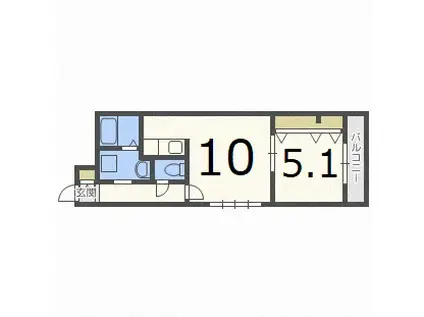 グランディール南10条 (1LDK/3階)の間取り写真