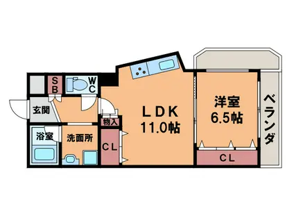ハイクオリティーアドニス(1LDK/2階)の間取り写真