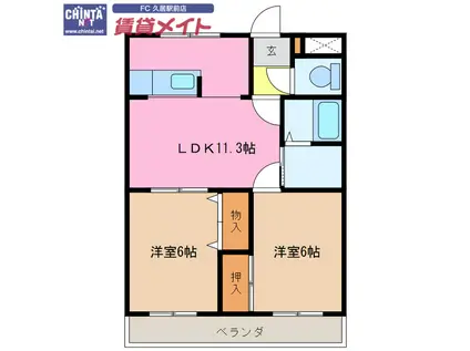 ヴィラNAKAGAWA(2LDK/1階)の間取り写真