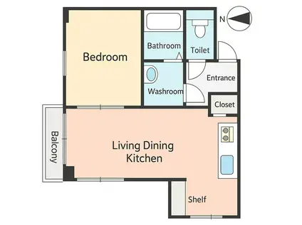 リノベ秀和第二高輪レジデンス(1LDK/5階)の間取り写真