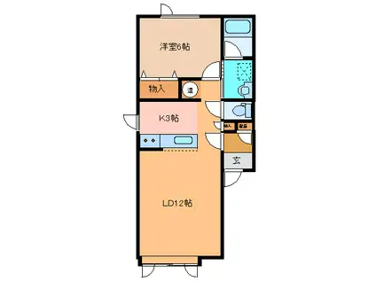 AURAアウラ(1LDK/2階)の間取り写真