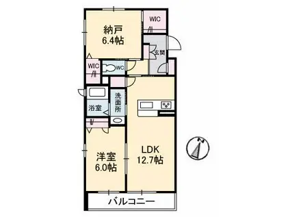 LIBERTE 西原(1SLDK/1階)の間取り写真