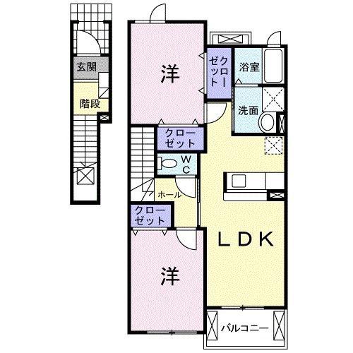 セレーノ III棟(2LDK/2階)の間取り写真