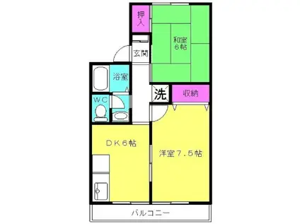 エルパセオIII(2DK/2階)の間取り写真