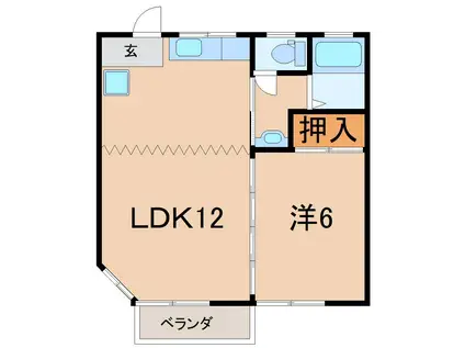 パレス平野II(1LDK/1階)の間取り写真