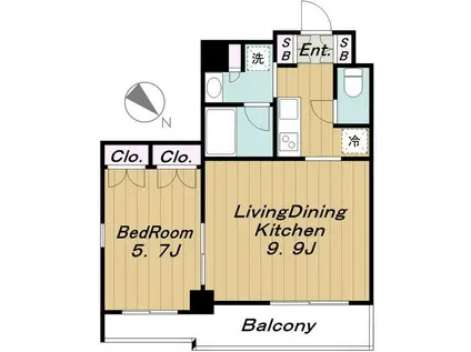 パークフラッツ渋谷代官山(1LDK/6階)の間取り写真