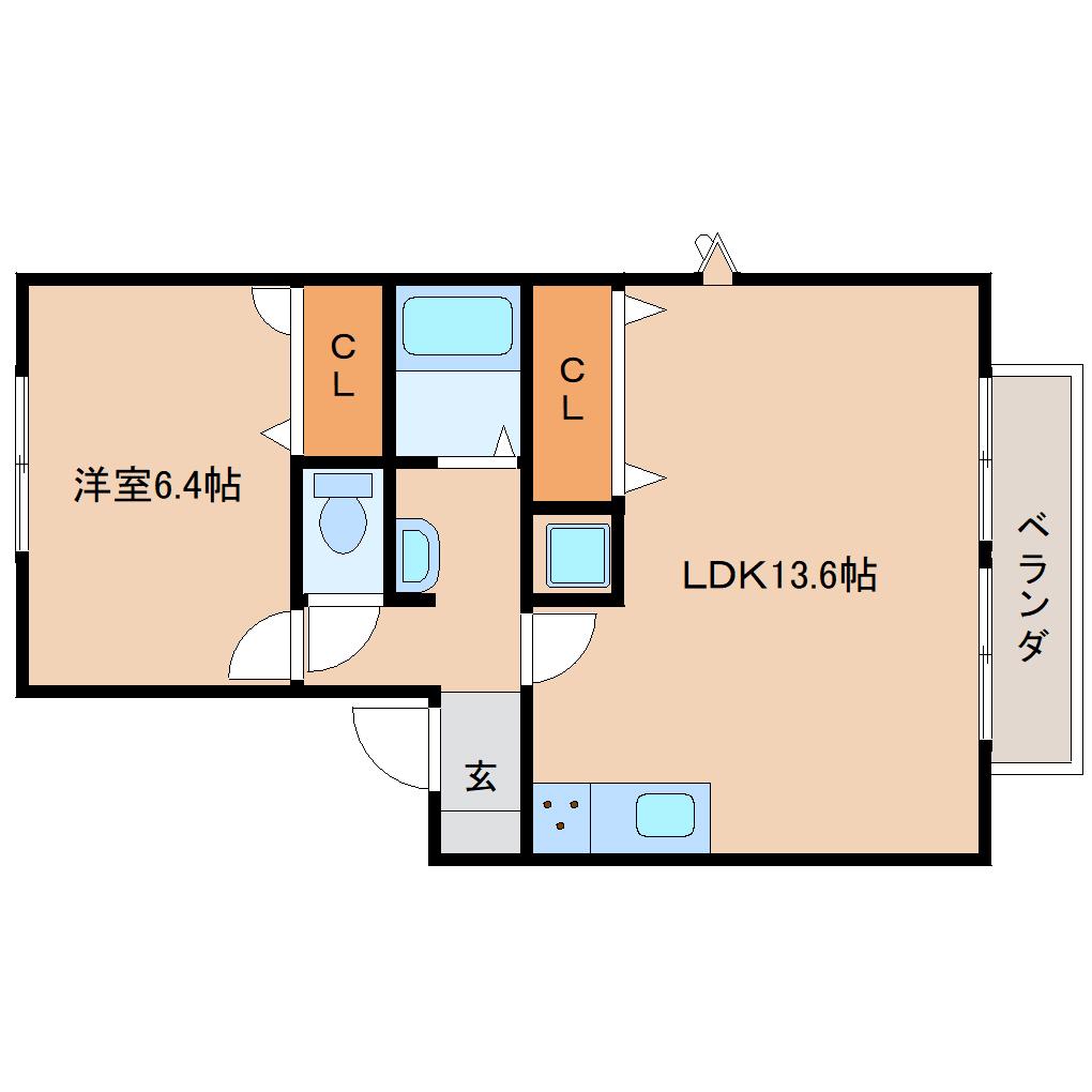 ユーエムアイリスコート(1LDK/2階)の間取り写真