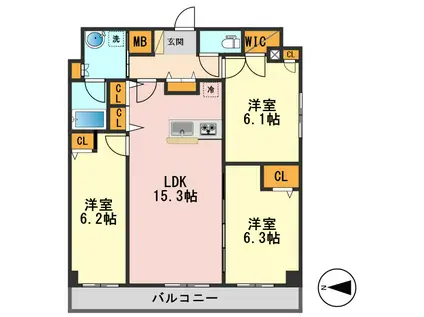 ALIVIS一之江(3LDK/9階)の間取り写真