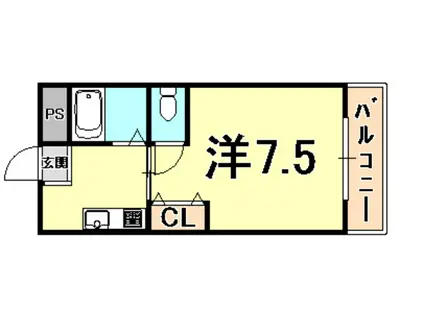 ハイム甲風園(1K/2階)の間取り写真