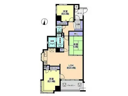 アパガーデンプレイス富山(3LDK/7階)の間取り写真