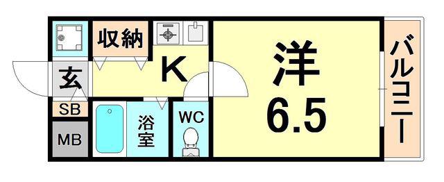 TYマンション(1K/1階)の間取り写真