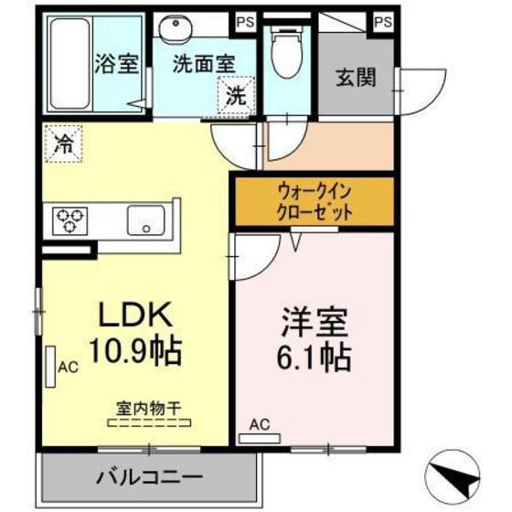ラ・フィーグ古江東(1LDK/2階)の間取り写真