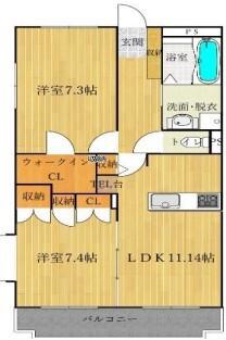ボヌール(2LDK/2階)の間取り写真