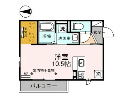 メルヴェイユ彦三 301(ワンルーム/3階)の間取り写真