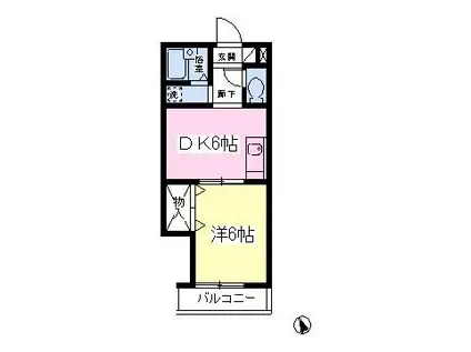 コンフォート里吉I(1DK/2階)の間取り写真