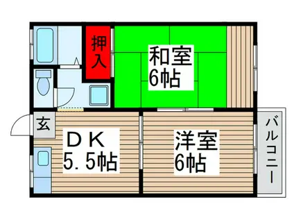 クローバーハイツ(2DK/2階)の間取り写真
